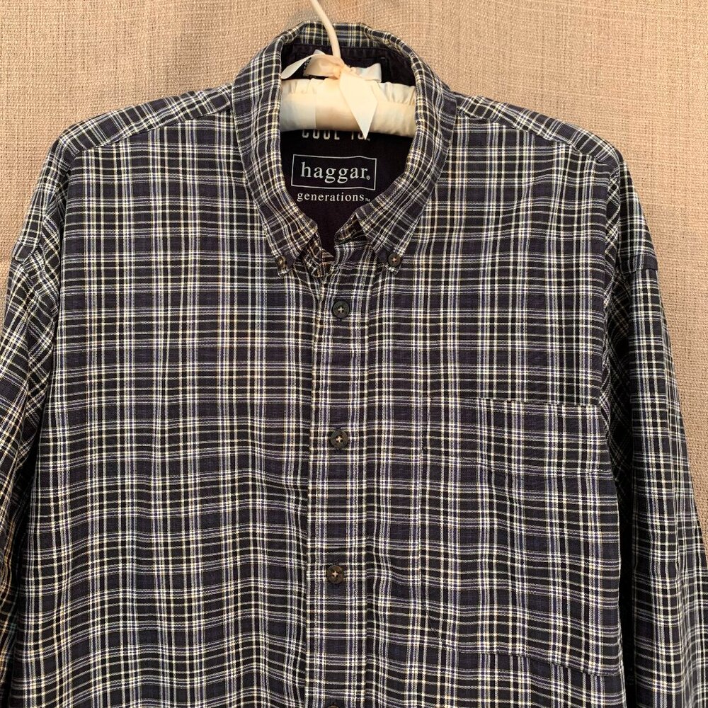 FIRM PRICE Mens Haggar Cool 18 Plaid Easy Care Button Down Shirt